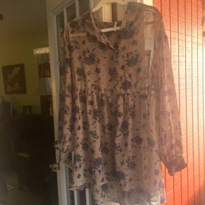 Free people sheer button down tunic